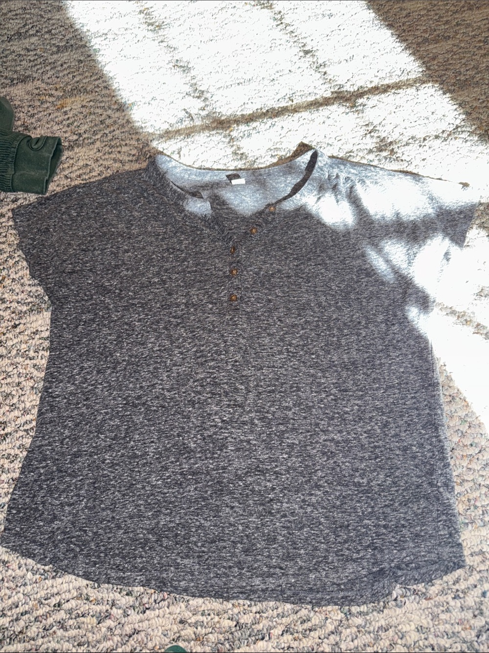 Old Navy Men's Short-Sleeve Heathered Charcoal Henley